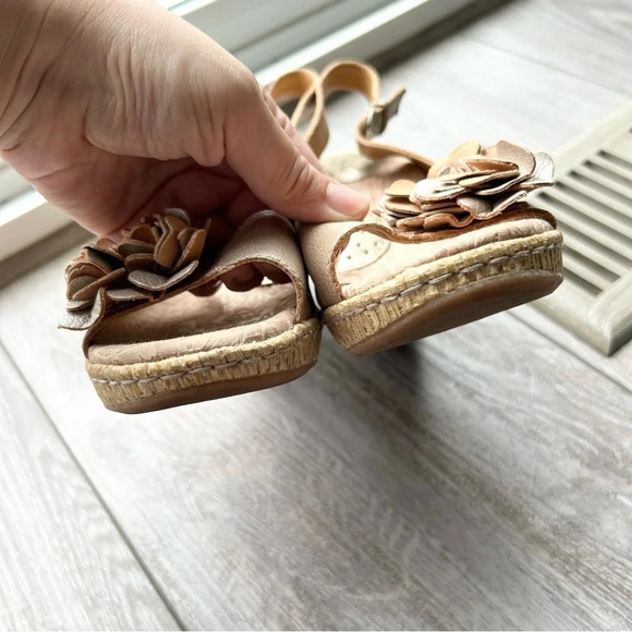 BOC Born  Concept Blossom Espadrilles Leather Wedge Heels Sandals in Champagne - Picture 6 of 15